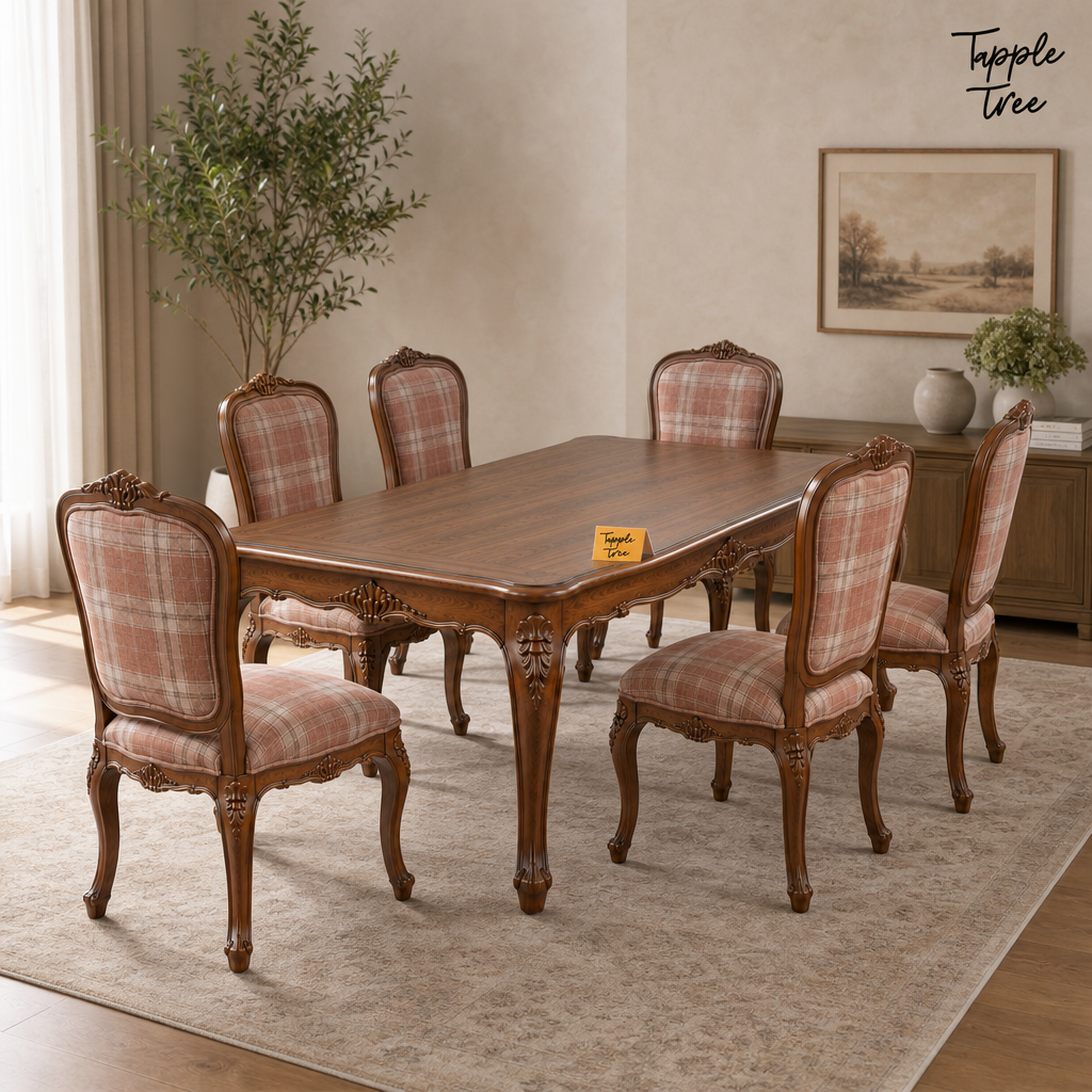 Rose Plaid Heritage Dining Set — lifestyle hero
