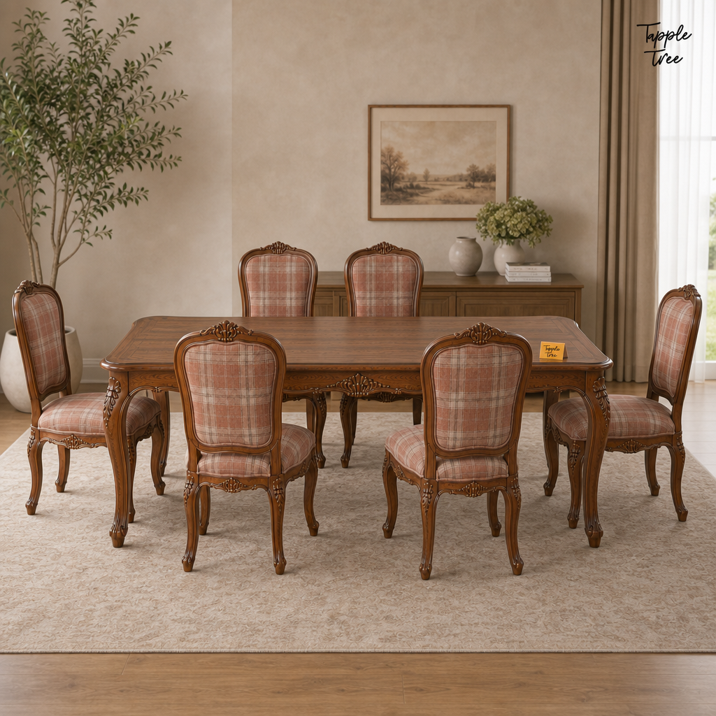 Rose Plaid Heritage Dining Set — lifestyle front
