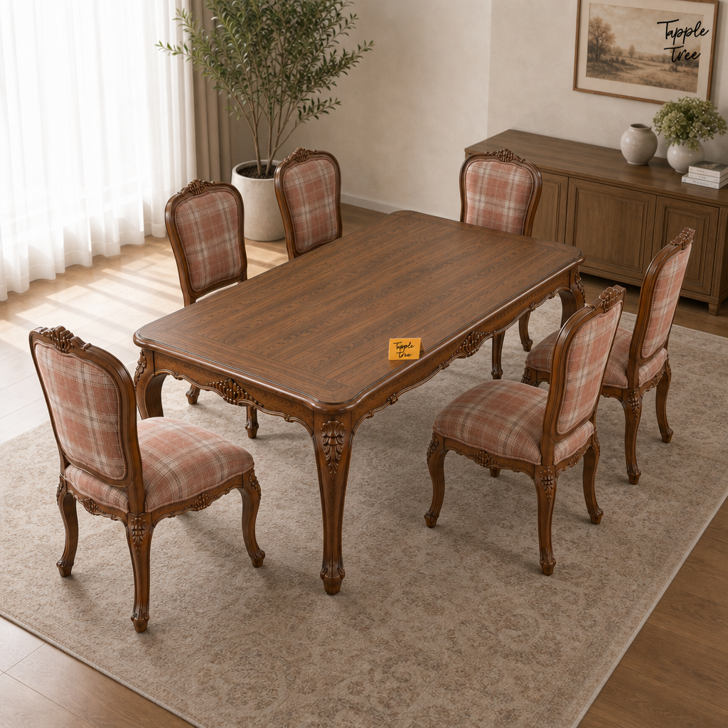 Rose Plaid Heritage Dining Set — lifestyle elevated