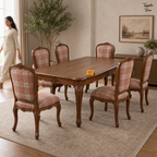 Rose Plaid Heritage Dining Set — lifestyle walking woman