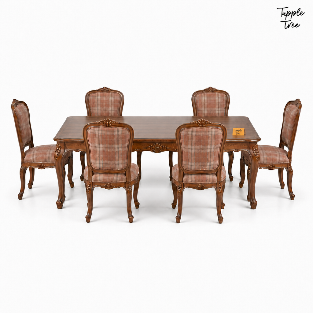 Rose Plaid Heritage Dining Set — white front