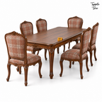Rose Plaid Heritage Dining Set — white three quarter