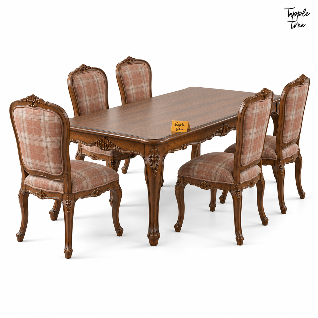 Rose Plaid Heritage Dining Set — white opposite angle