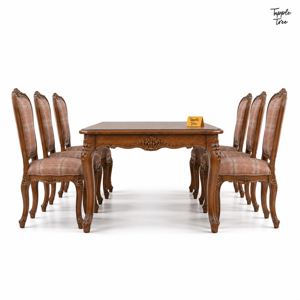 Rose Plaid Heritage Dining Set — white side profile