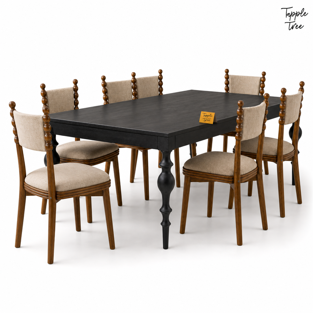 Spindle Two-Tone Dining Set — white three quarter