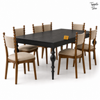 Spindle Two-Tone Dining Set — white three quarter