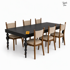 Spindle Two-Tone Dining Set — white opposite angle