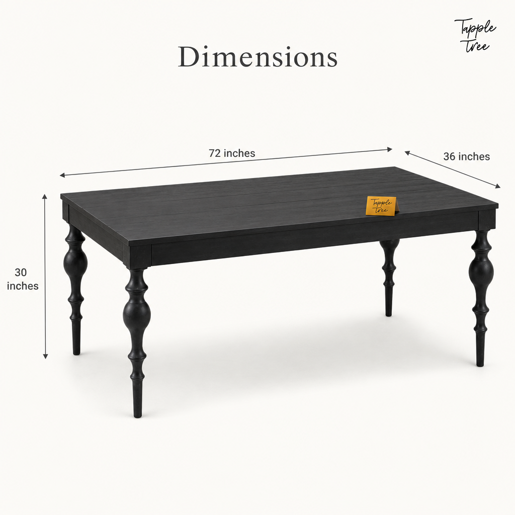 Spindle Two-Tone Dining Set — dimensions