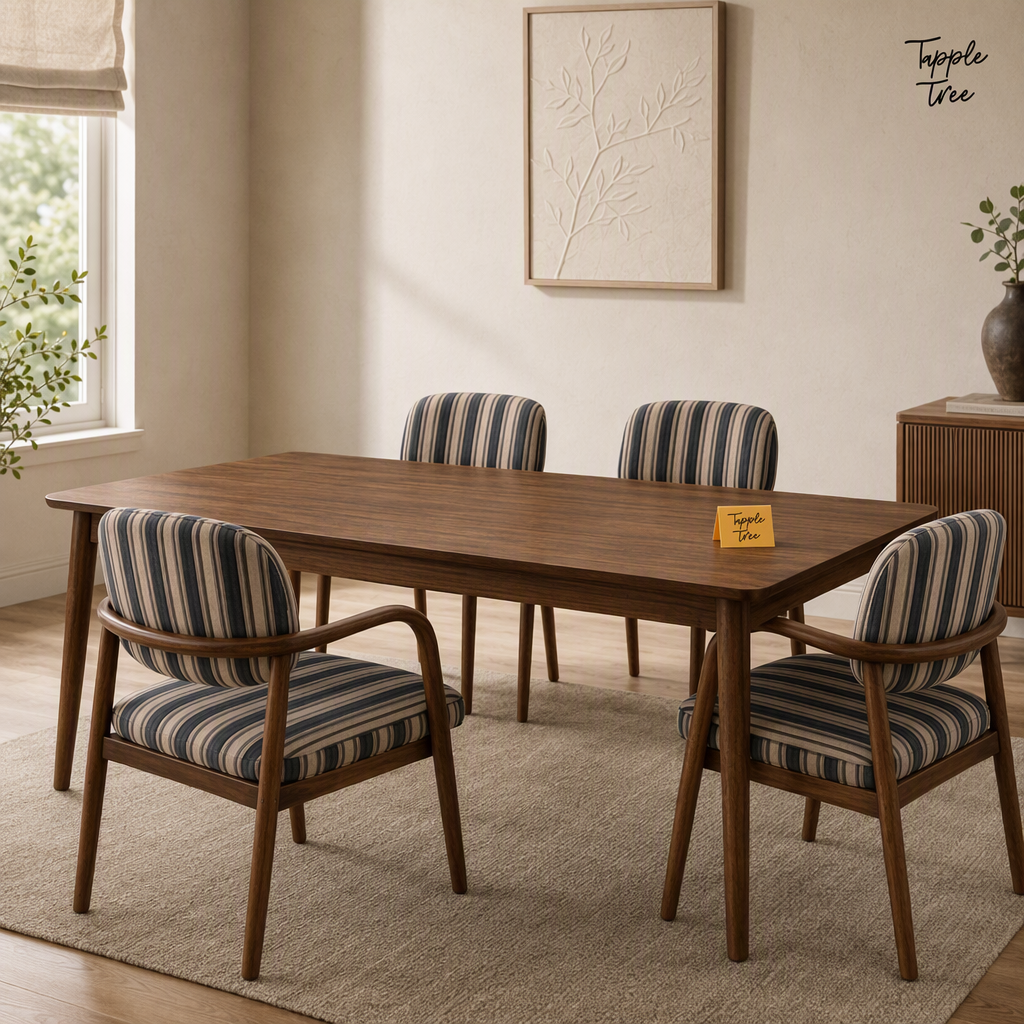 Indigo Stripe Sheesham Dining Set — lifestyle hero