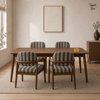 Indigo Stripe Sheesham Dining Set — lifestyle front