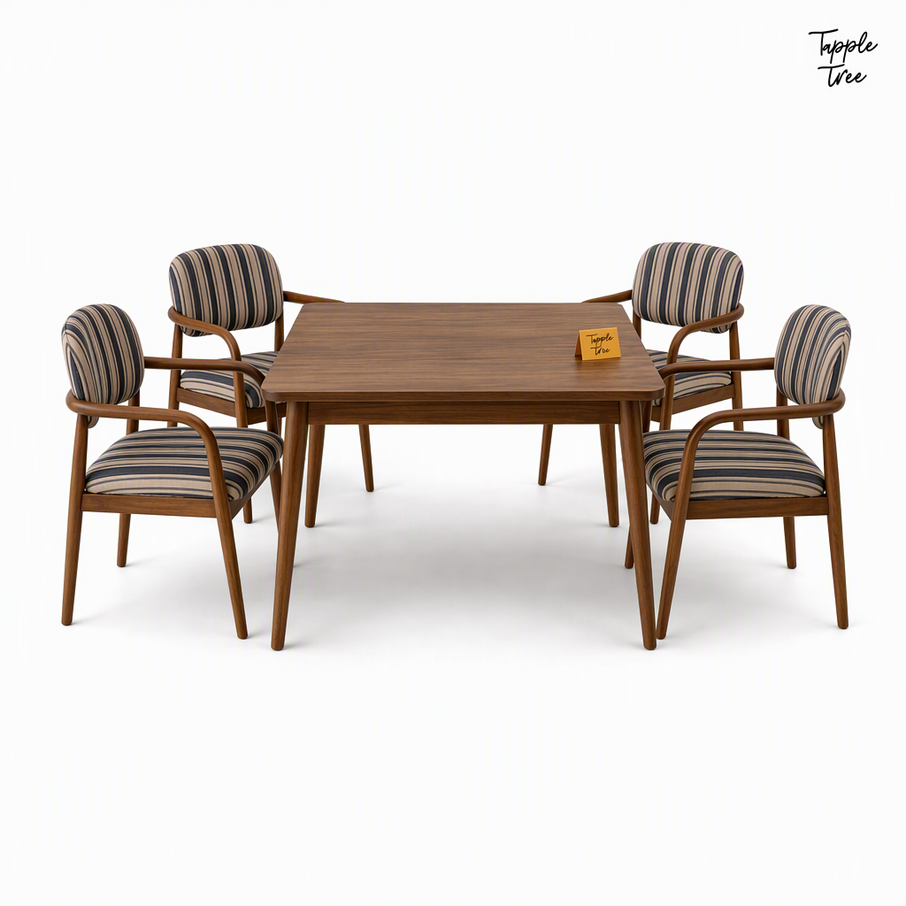 Indigo Stripe Sheesham Dining Set — white side profile
