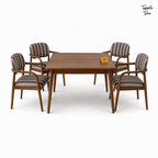 Indigo Stripe Sheesham Dining Set — white side profile
