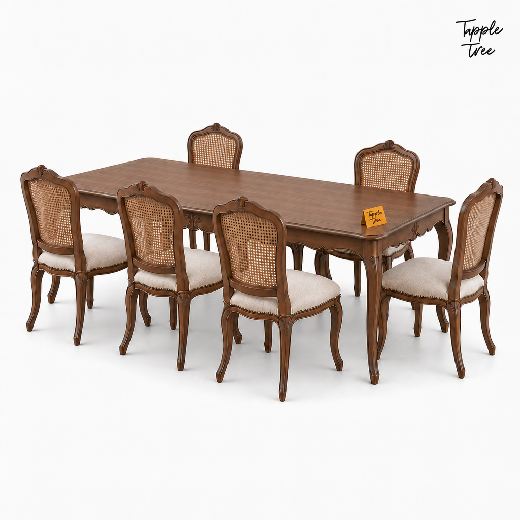 Cane Heritage Dining Set — white opposite angle