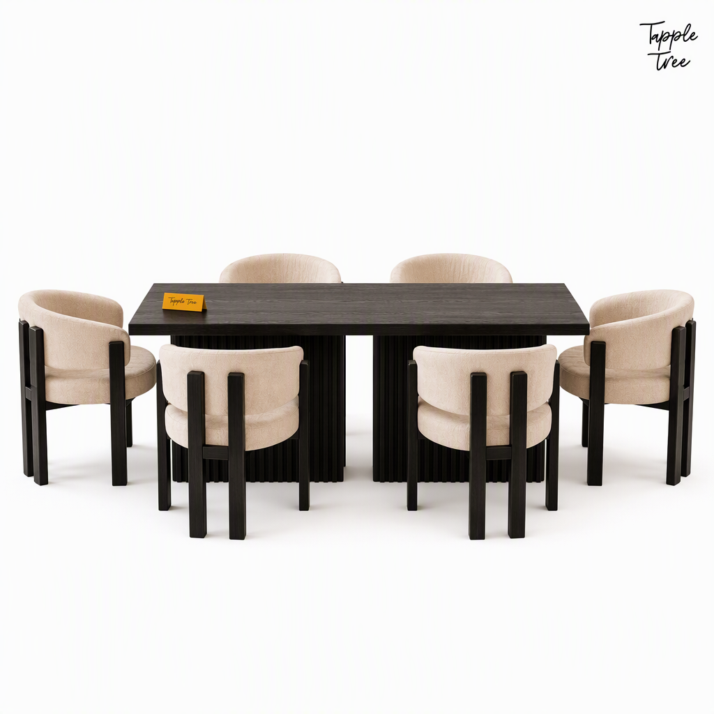Noir Fluted Dining Set — white front