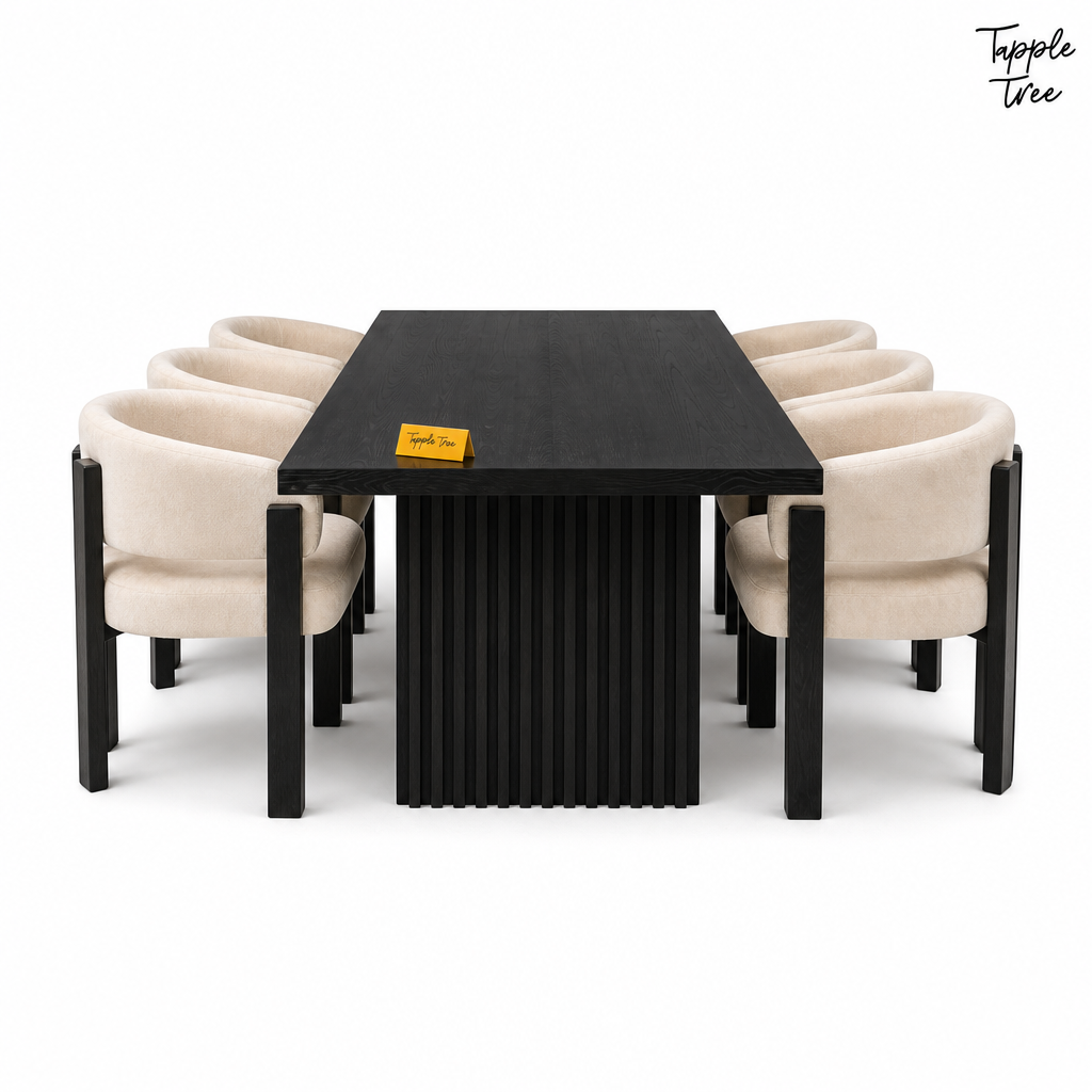 Noir Fluted Dining Set — white side profile