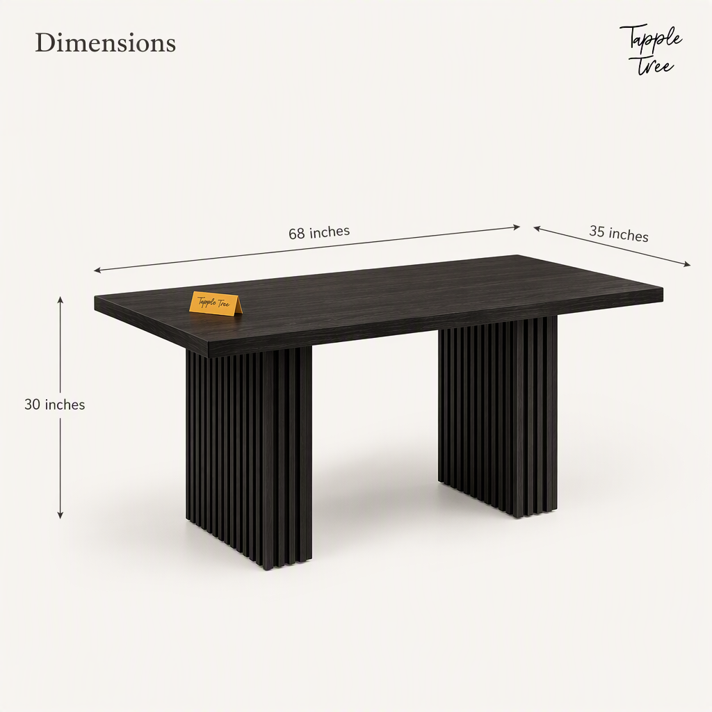 Noir Fluted Dining Set — dimensions