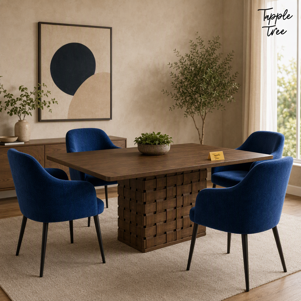 Woven Pedestal Dining Set — lifestyle hero