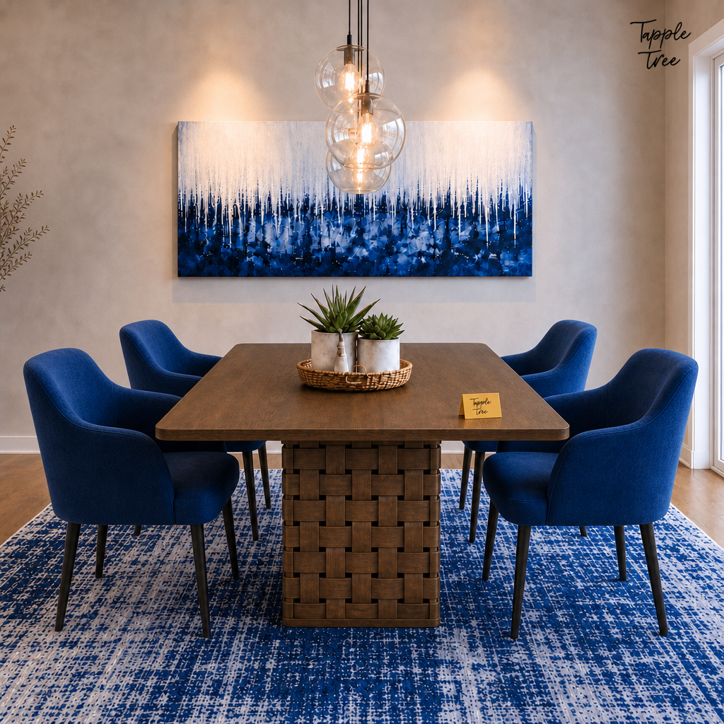Woven Pedestal Dining Set — lifestyle front