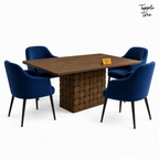 Woven Pedestal Dining Set — white three quarter
