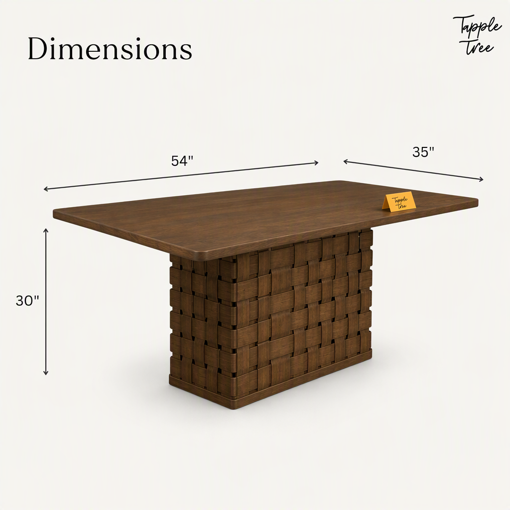 Woven Pedestal Dining Set — dimensions