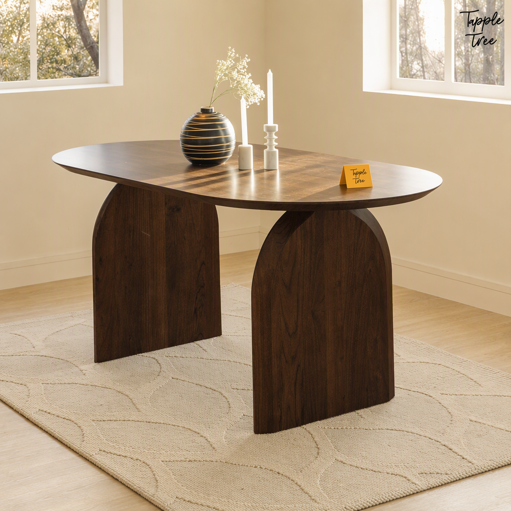 Walnut Arch Acacia Dining Table — lifestyle hero
