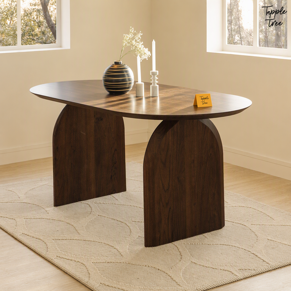 Walnut Arch Acacia Dining Table — lifestyle hero