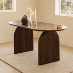 Walnut Arch Acacia Dining Table — lifestyle opposite angle