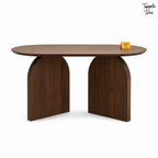 Walnut Arch Acacia Dining Table — white front