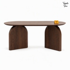 Walnut Arch Acacia Dining Table — white side profile