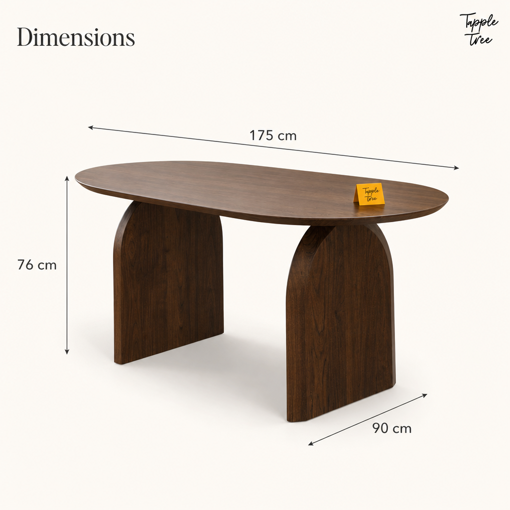 Walnut Arch Acacia Dining Table — dimensions