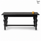 Noir Trestle Mango Dining Table — white front