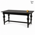 Noir Trestle Mango Dining Table — white three quarter