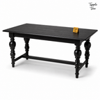 Noir Trestle Mango Dining Table — white opposite angle