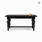 Noir Trestle Mango Dining Table — white side profile
