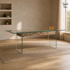 Driftwood Glass Dining Table — lifestyle opposite angle