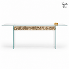 Driftwood Glass Dining Table — white front