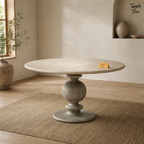 Oak Baluster Round Dining Table — lifestyle hero
