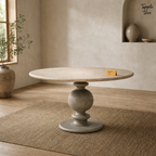 Oak Baluster Round Dining Table — lifestyle front