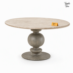 Oak Baluster Round Dining Table — white opposite angle