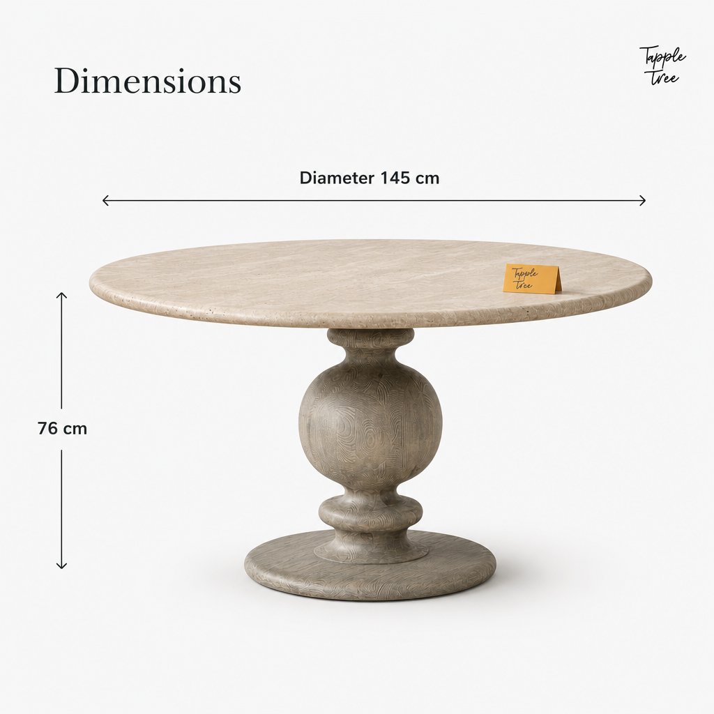 Oak Baluster Round Dining Table — dimensions