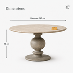Oak Baluster Round Dining Table — dimensions