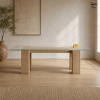 Woven Glass Dining Table — lifestyle front