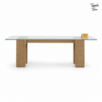 Woven Glass Dining Table — white side profile