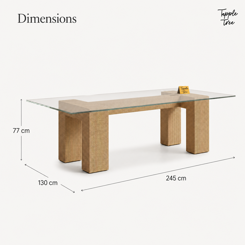 Woven Glass Dining Table — dimensions