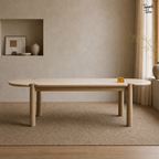 Beige Marble Ash Dining Table — lifestyle front