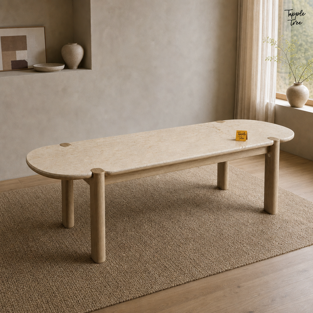 Beige Marble Ash Dining Table — lifestyle elevated