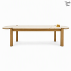 Beige Marble Ash Dining Table — white front