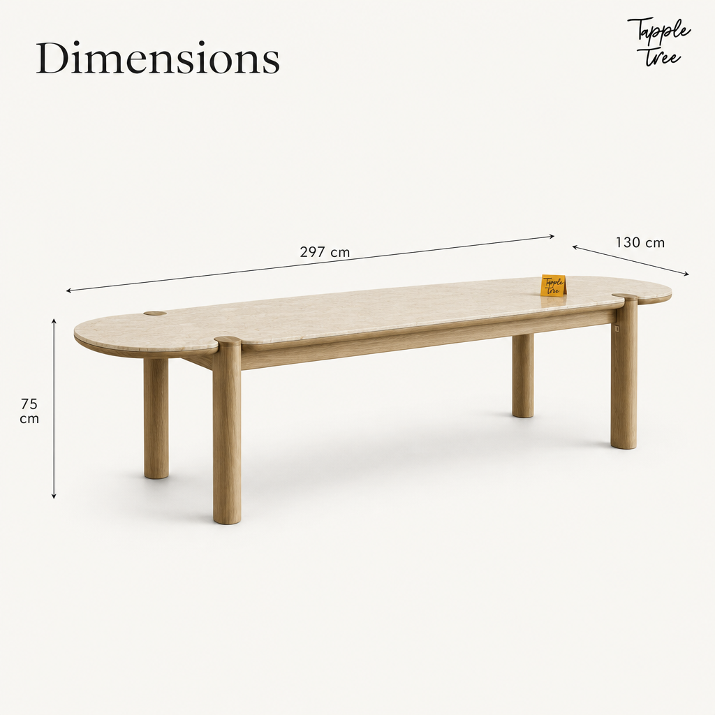 Beige Marble Ash Dining Table — dimensions