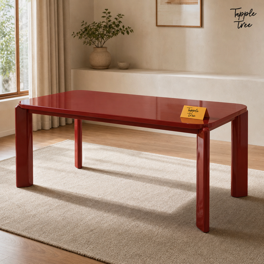 Wine Red Angled Dining Table — lifestyle hero