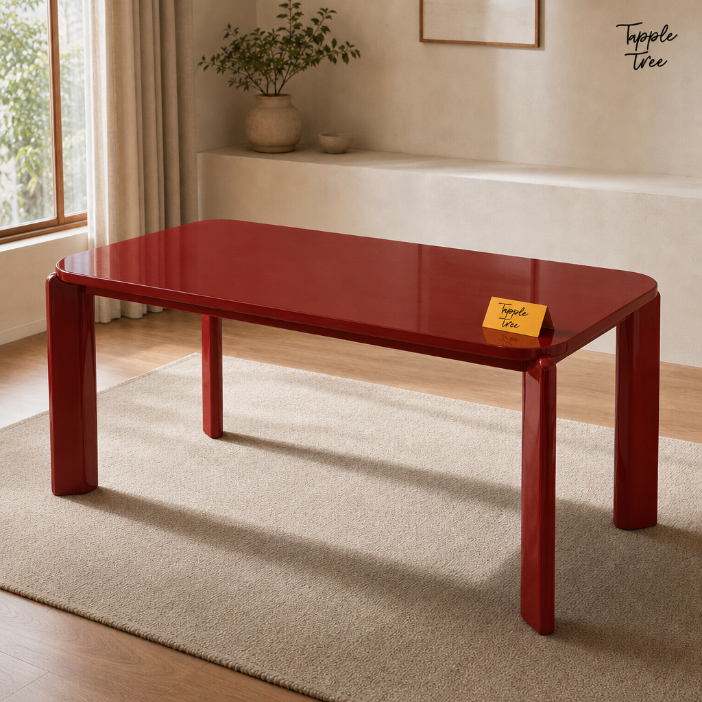 Wine Red Angled Dining Table — lifestyle elevated